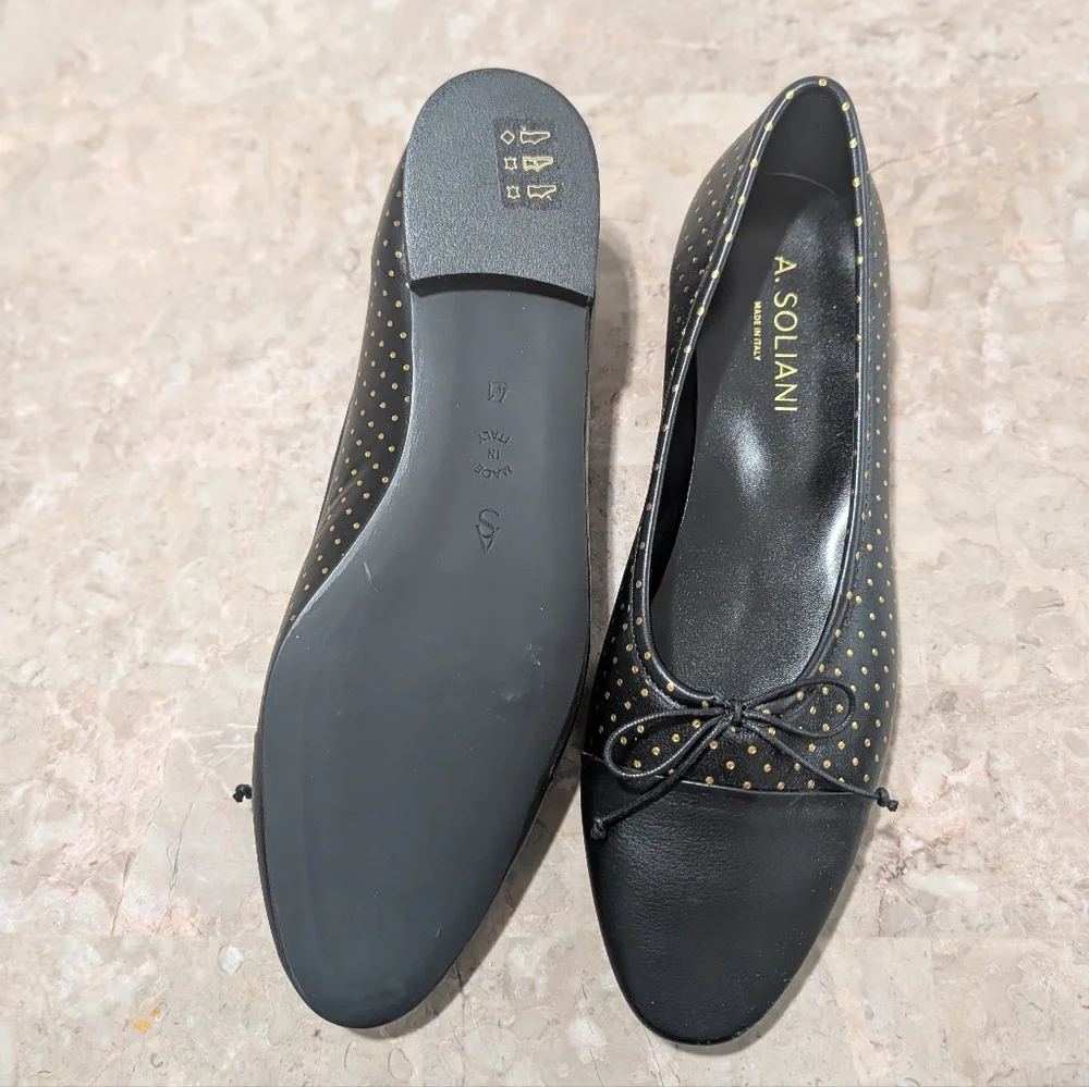 A. Soliani como Ballet Flats with Gold Stud Detail - Picture 2 of 9